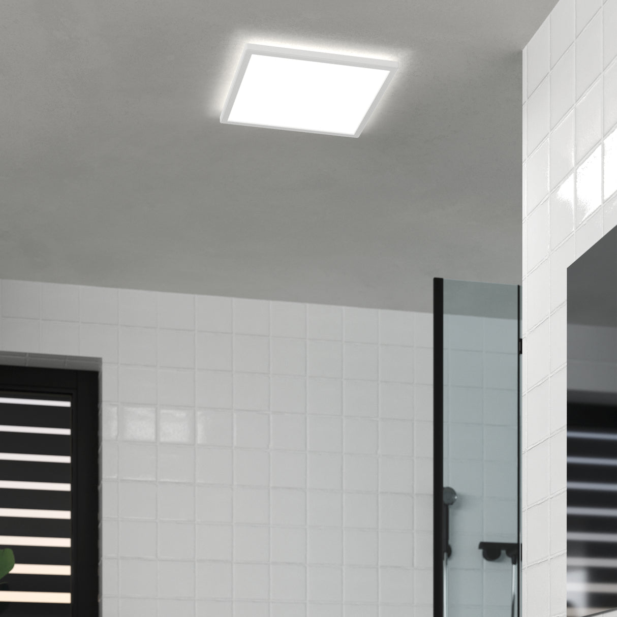 Eglo EU Rovito White Square Plastic LED Ceiling Light, 39cm