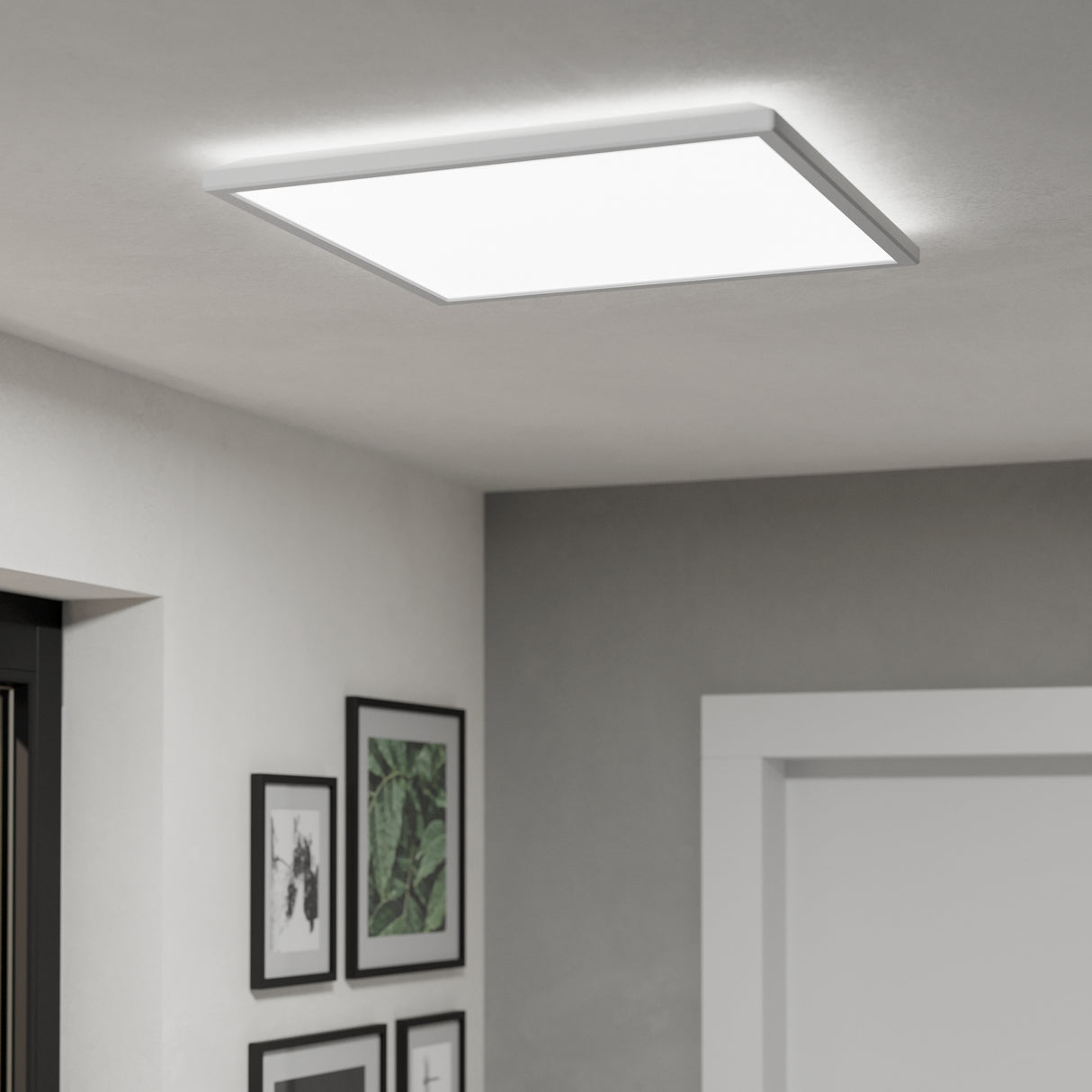 Eglo EU Rovito White Square Plastic LED Tricolour Ceiling Light