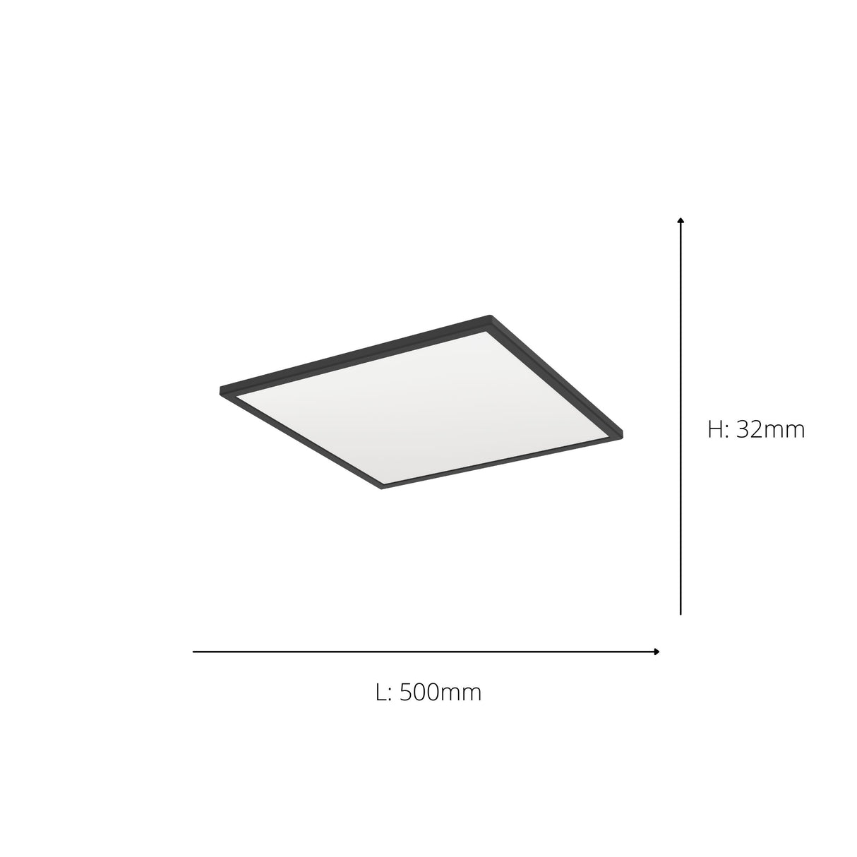 Eglo EU ROVITO?R LED Ceiling Light – Black & White Square Design, Tuneable White 2700–6500K, Remote Control, IP44, 500mm Indoor Light