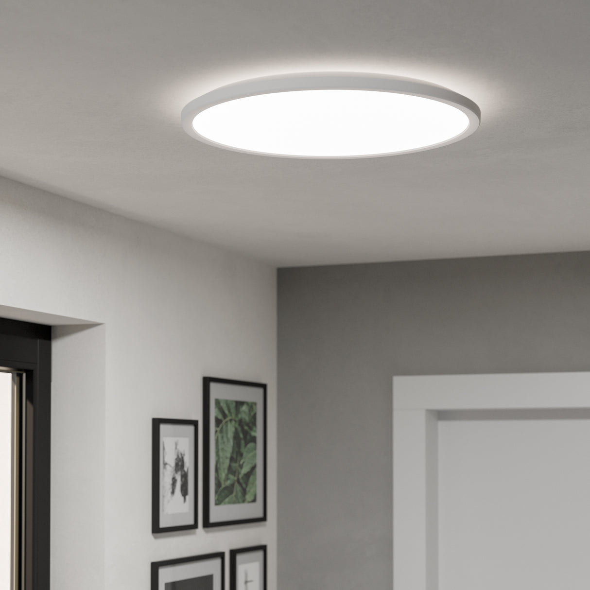 Eglo EU Rovito-R White Round Plastic LED Ceiling Light, 50cm
