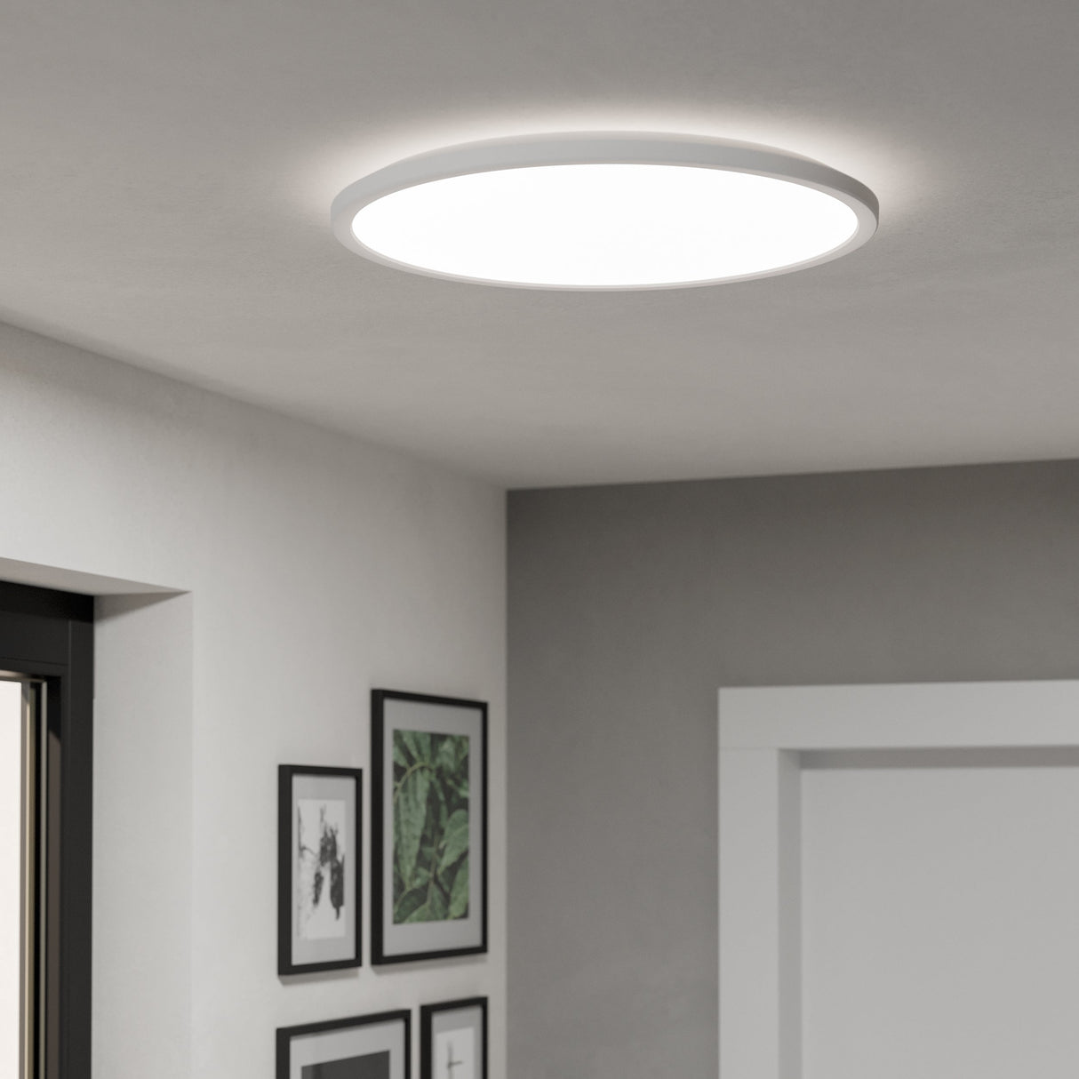 Eglo EU Rovito-R White Square Plastic LED Ceiling Light, 50cm