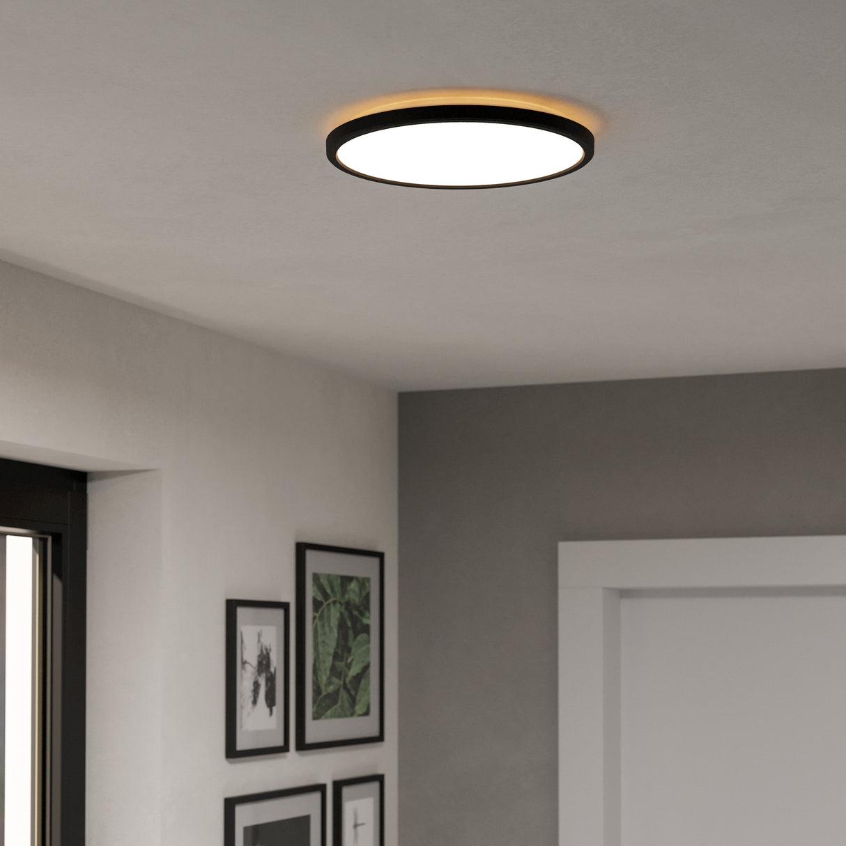 Eglo EU Rovito-Z Smart Control Black Round Plastic LED Ceiling Light, 30cm