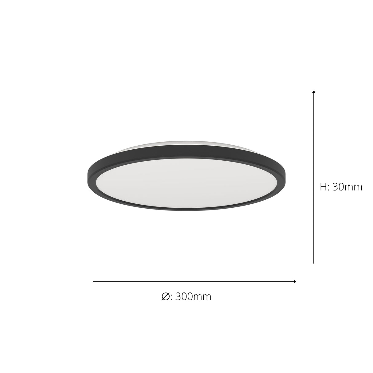 Eglo EU Rovito-Z Smart Control Black Round Plastic LED Ceiling Light, 30cm