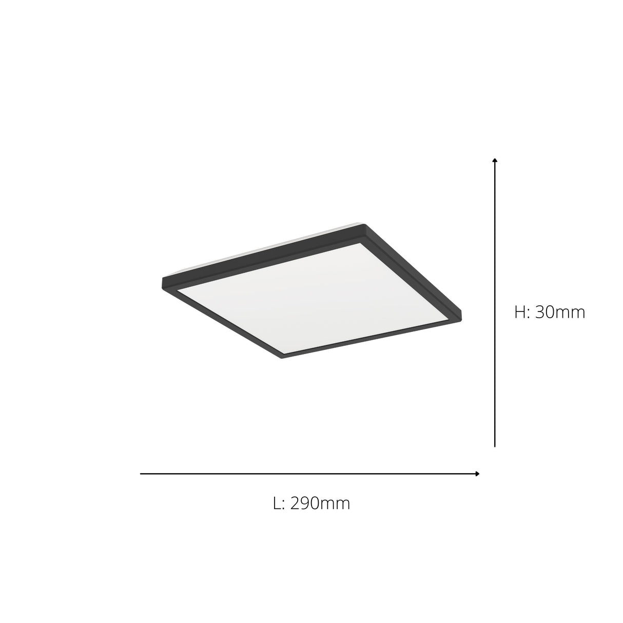 Eglo EU Rovito-Z Smart Control Black Square Plastic LED Ceiling Light, 29cm