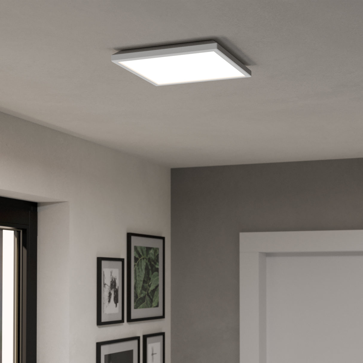 Eglo EU Rovito-Z Smart Control White Square Plastic LED Ceiling Light, 29cm