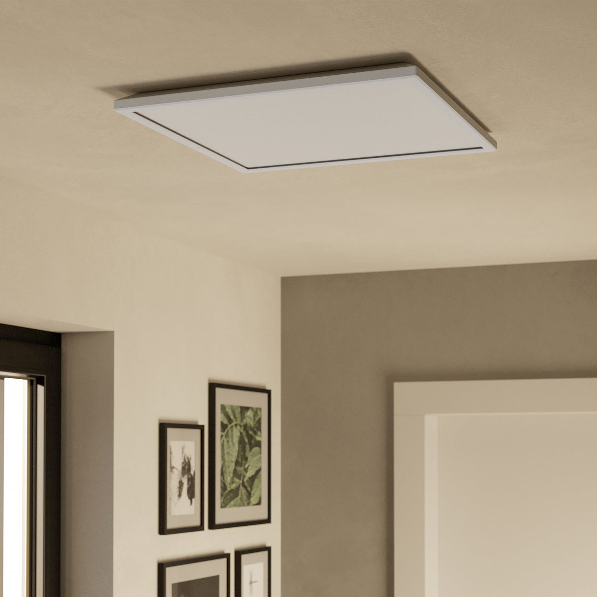 Eglo EU Rovito-Z Smart Control White Square Plastic LED Ceiling Light, 50cm