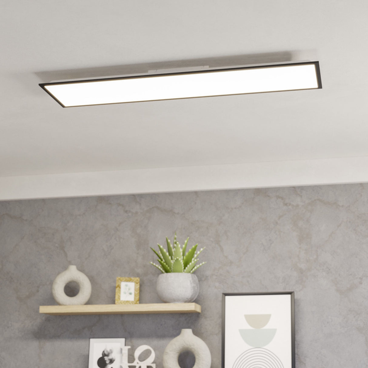 Eglo EU Moradillo Black Steel LED Ceiling Light, 29.5 x 119.5cm, Tricolour