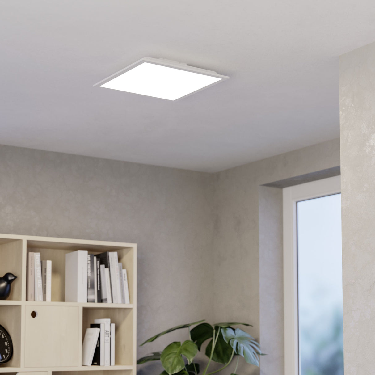 Eglo EU Moradillo White Steel LED Ceiling Light, 39.3 x 39.3cm, Tricolour
