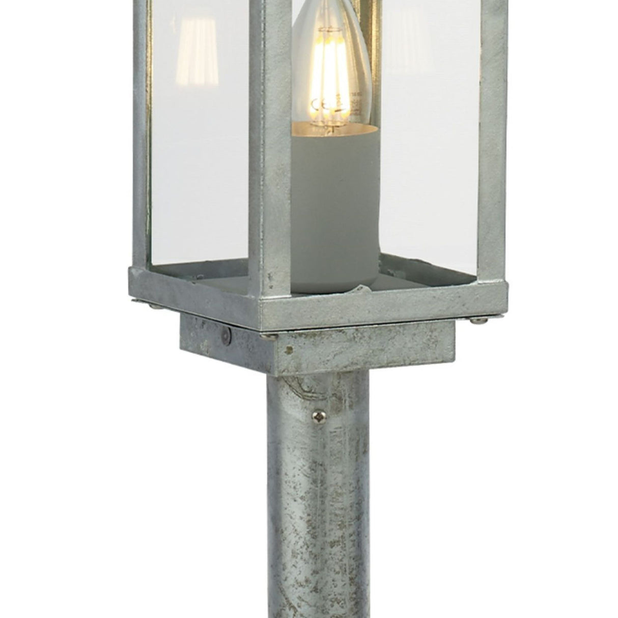 Searchlight Electric Box II Outdoor Post - Galvanised Silver Metal & Glass 90151-500SI