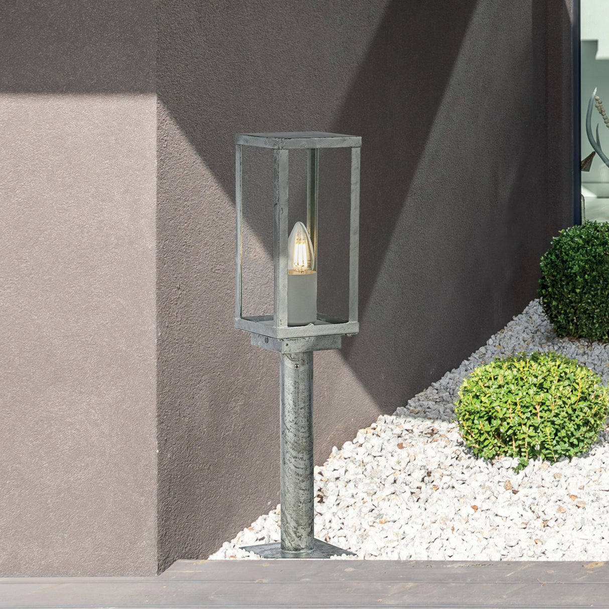 Searchlight Electric Box II Outdoor Post - Galvanised Silver Metal & Glass 90151-500SI