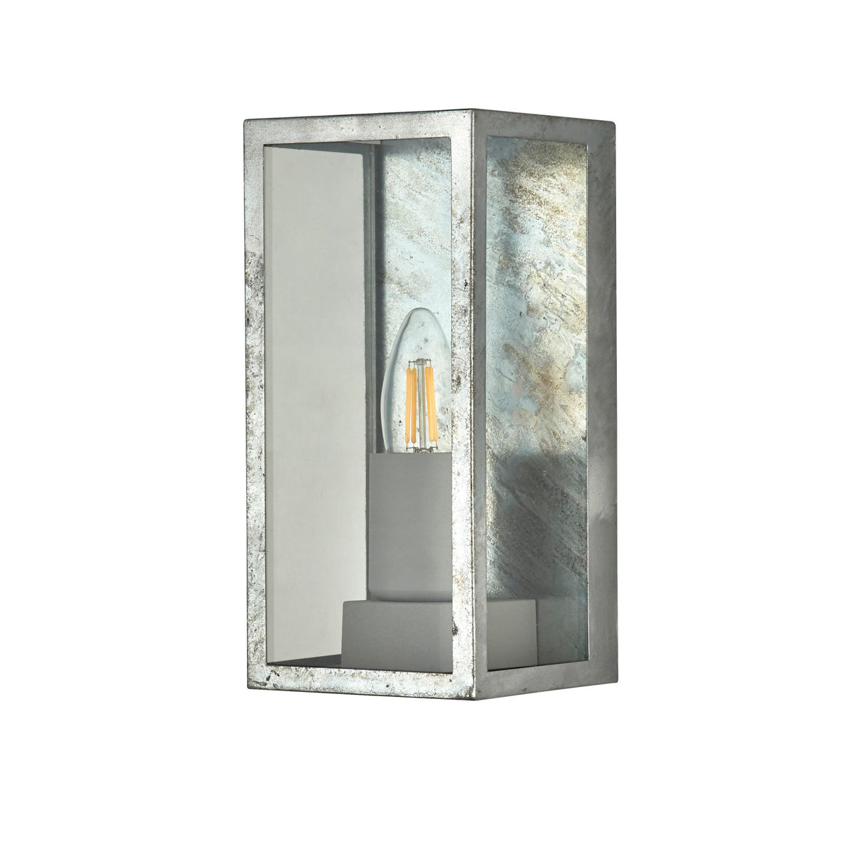 Searchlight Electric Box II Outdoor Wall Light - Galvanised Silver Metal & Glass 90151SI