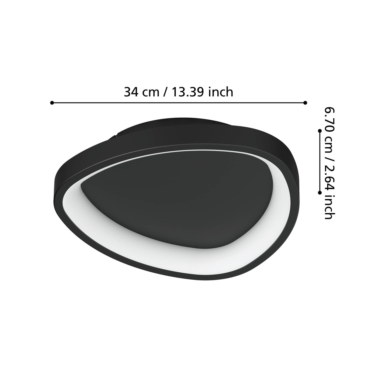 Eglo EU Loretello Steel LED Modern Ceiling Light, Black 35cm