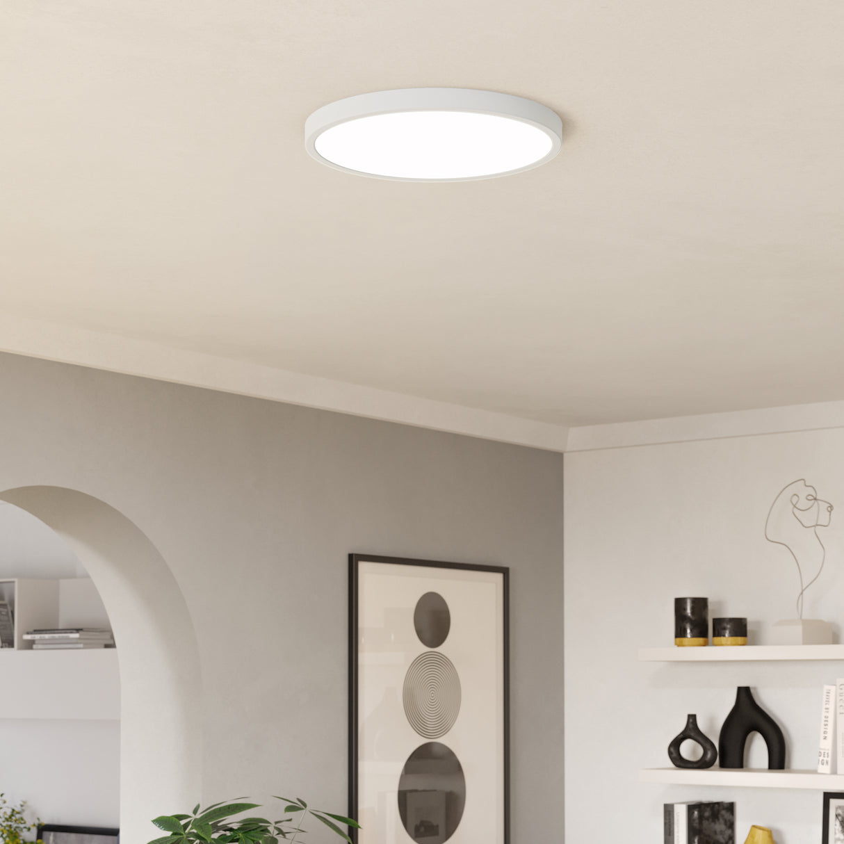 Eglo EU Fueva 6-Z Smart Control RGB IP44 Plastic Round Ceiling Light, 38.9cm White