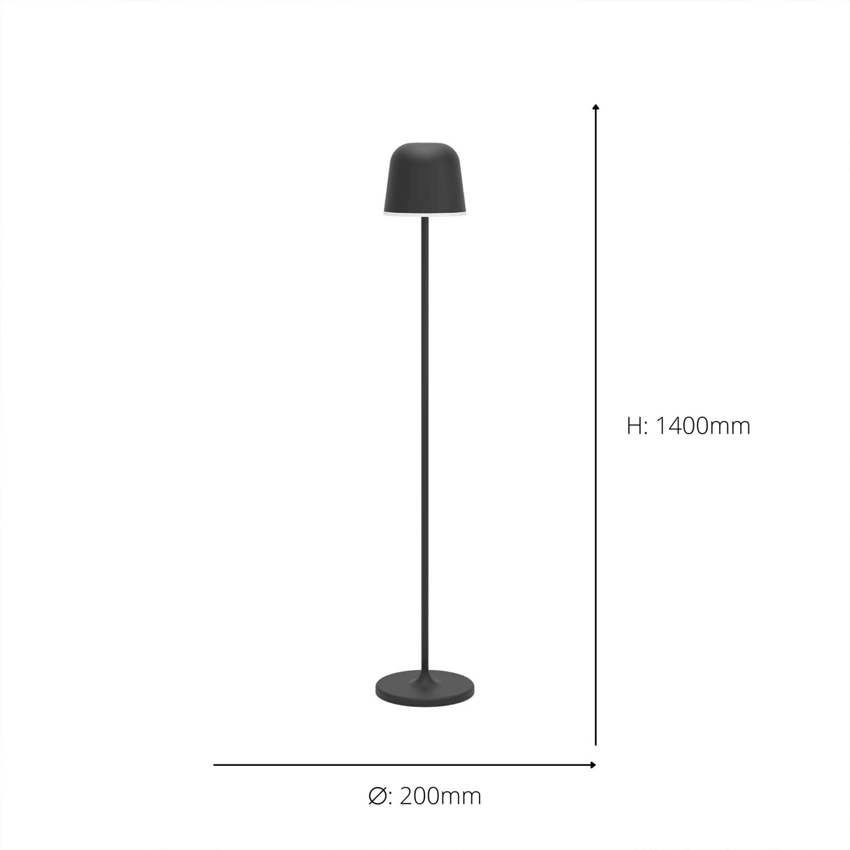 Eglo EU Mannera?L Rechargeable Portable LED Outdoor Floor Lamp Black, IP54, Touch Dimmer, 3?Step CCT