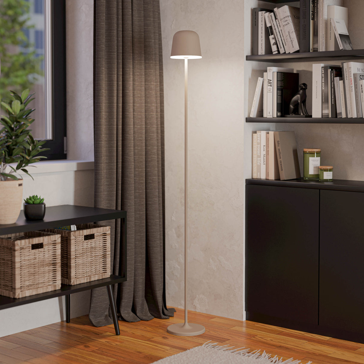 Eglo EU Mannera?L Rechargeable Portable LED Outdoor Floor Lamp Sandy, IP54, Touch Dimmer, 3?Step CCT