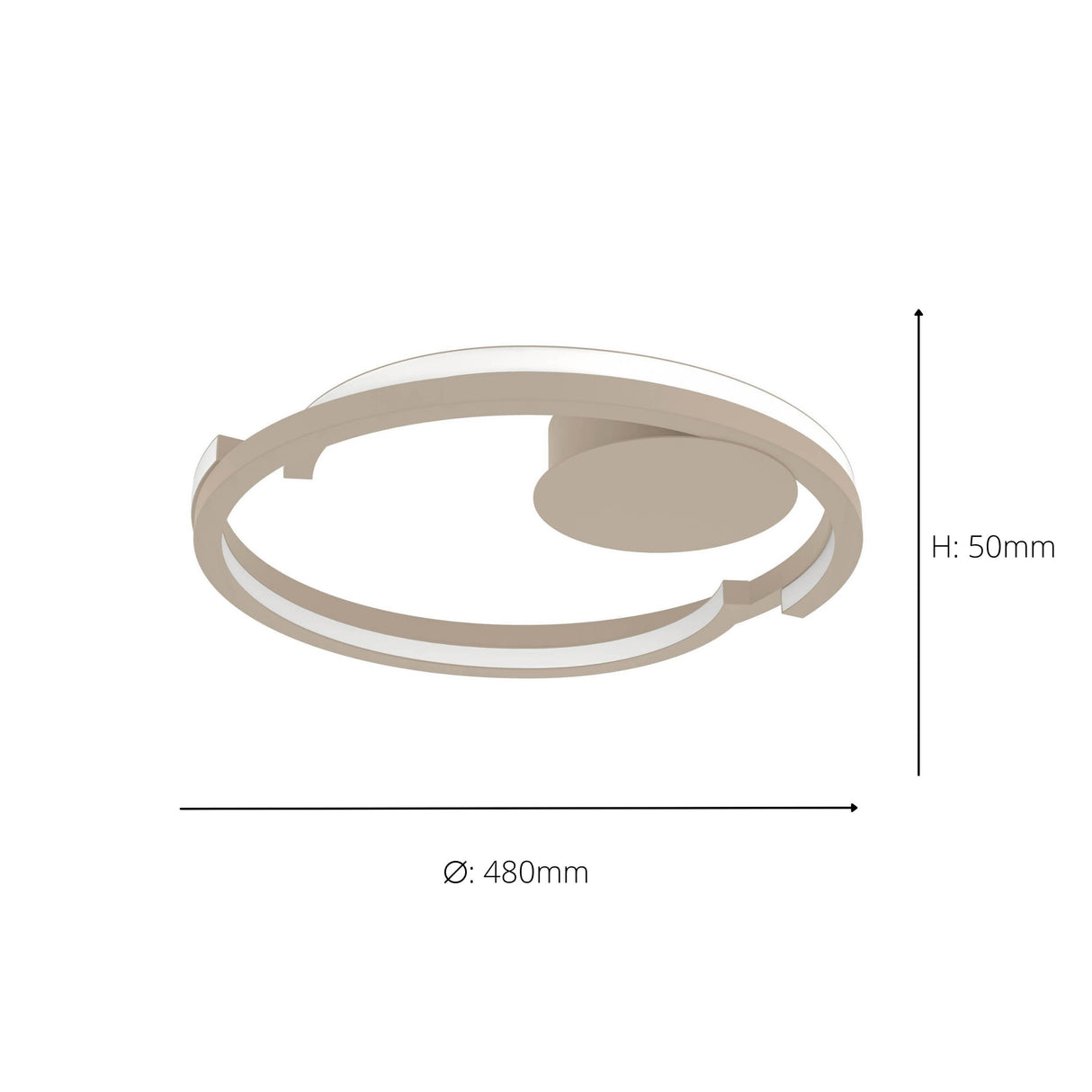Eglo EU Mezzomonte LED Ceiling Light 48cm Circular Sandy, Tuneable White and Dimmable with Remote Control