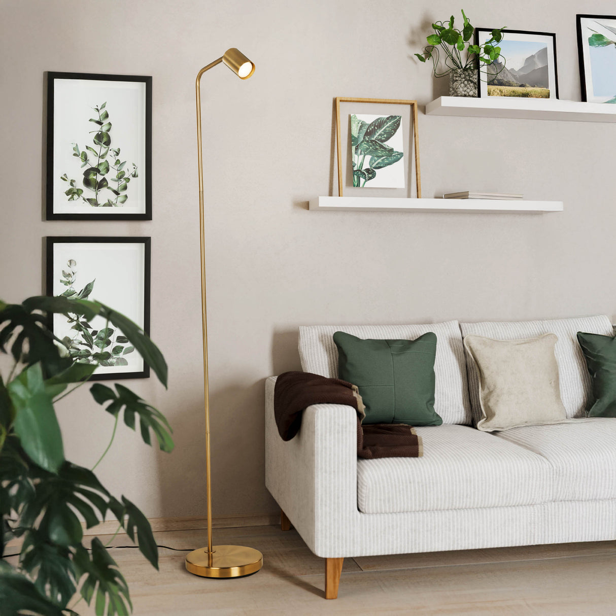Eglo EU Rigomagno Floor Lamp Brass GU10 Brushed Brass Floor Lamp with Downward Light