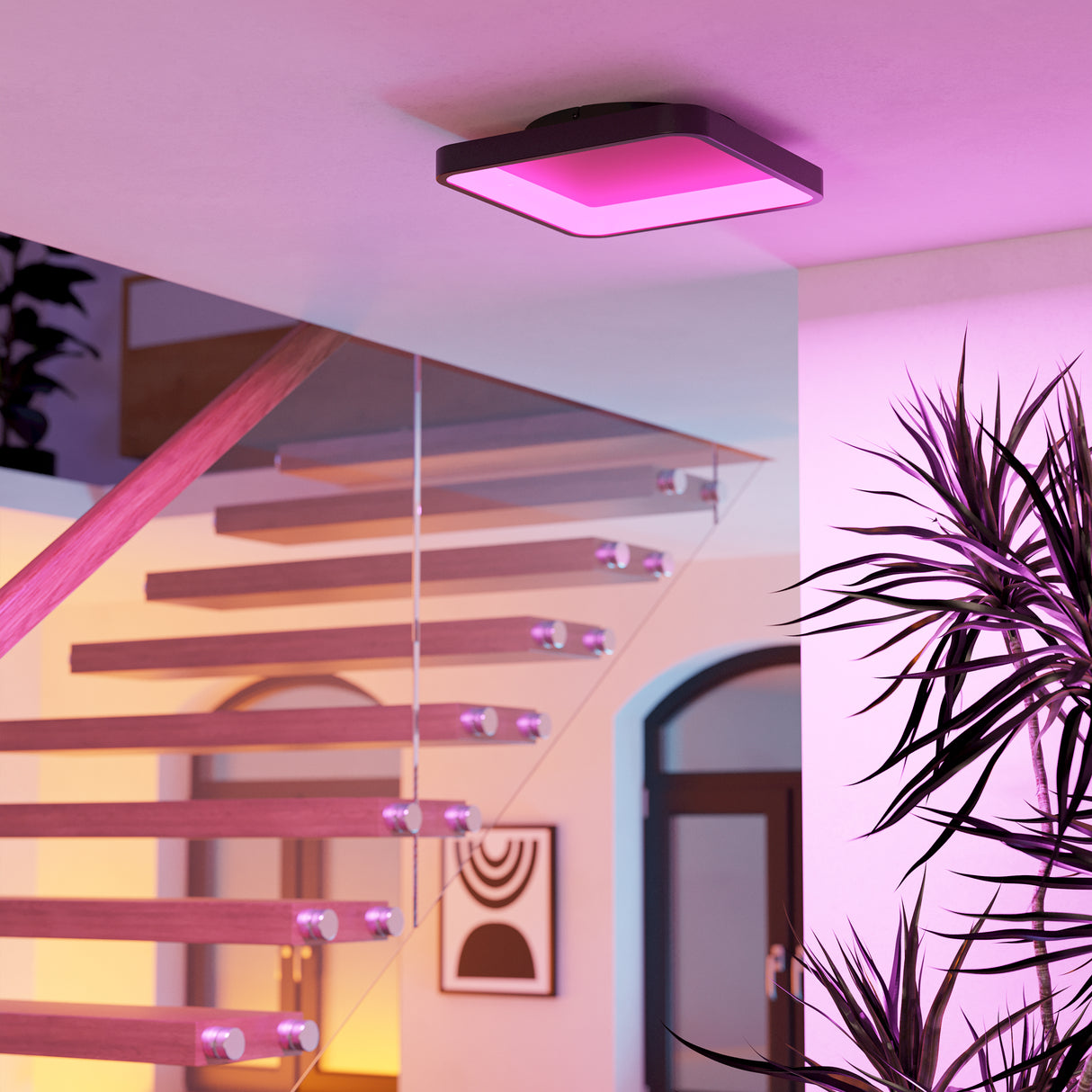 Eglo EU Loretello-Z Smart Control Steel LED RGB Modern Ceiling Light, Black Square