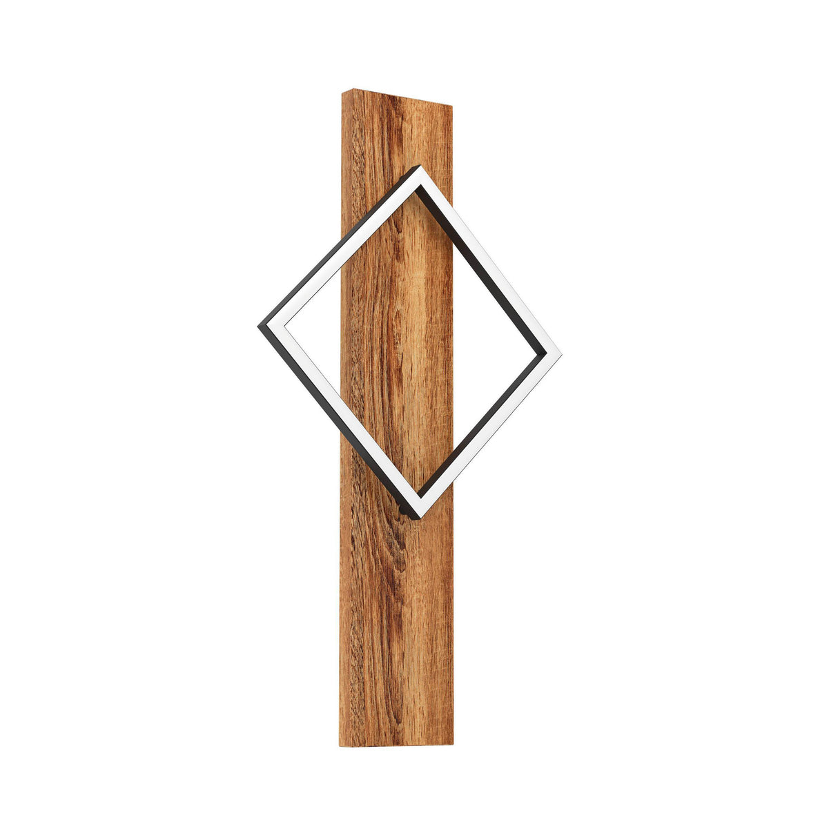 Eglo EU Boyal Vertical LED Wall Light with Single Black Square Frame and Dark Wood Mount