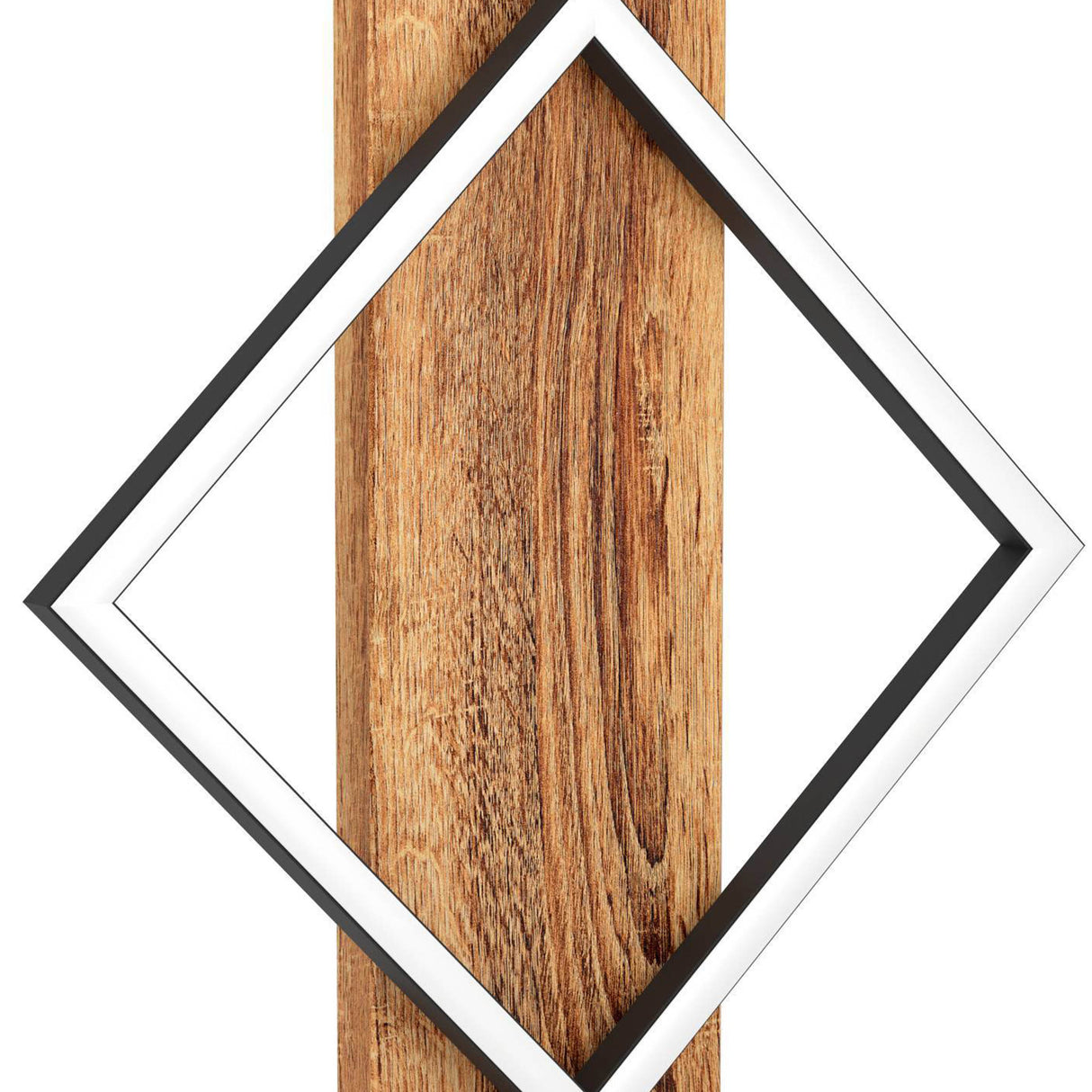 Eglo EU Boyal LED Table Lamp with a Single Black Square Frame and Dark Wood Panel