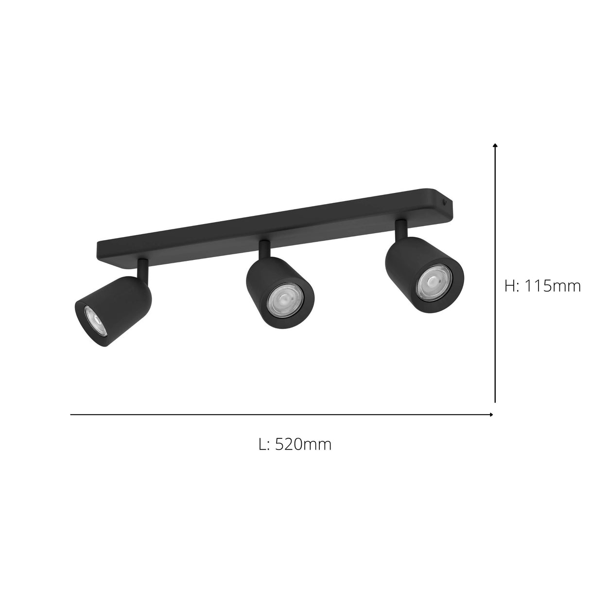 Eglo EU Camaldoli LED Triple Ceiling Spotlight Dark Black Steel
