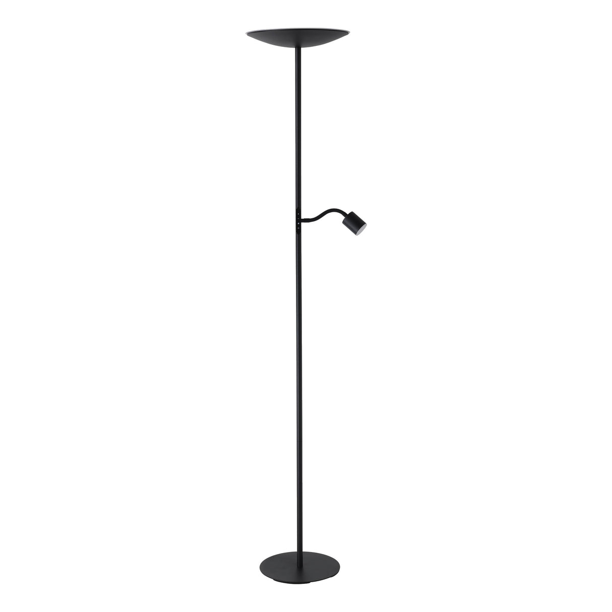 Eglo EU Conivarino LED Floor Lamp Black Steel Dual Mother & Child Design with Dimmable Uplighter and Adjustable Reading Light
