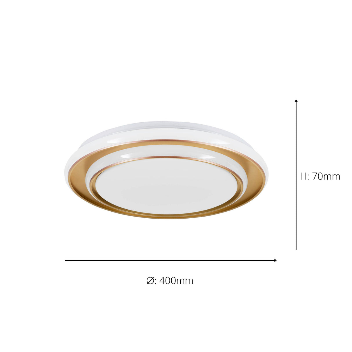Eglo EU Moschetta LED Ceiling Light Round Gold Steel Frame with White Diffuser (D) 40cm