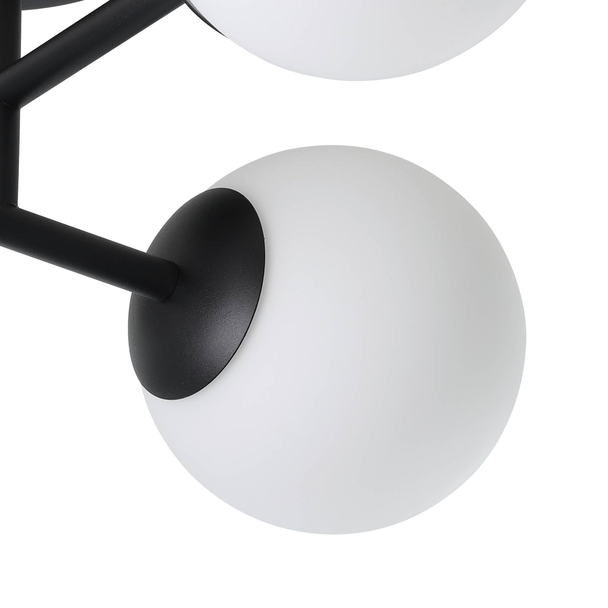 Eglo EU Castrovido LED Bathroom Ceiling Light with Four White Glass Globes & Black Steel Mount
