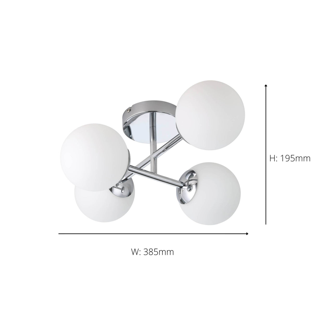 Eglo EU Castrovido LED Bathroom Ceiling Light with Four White Glass Globes & Chrome Steel Mount