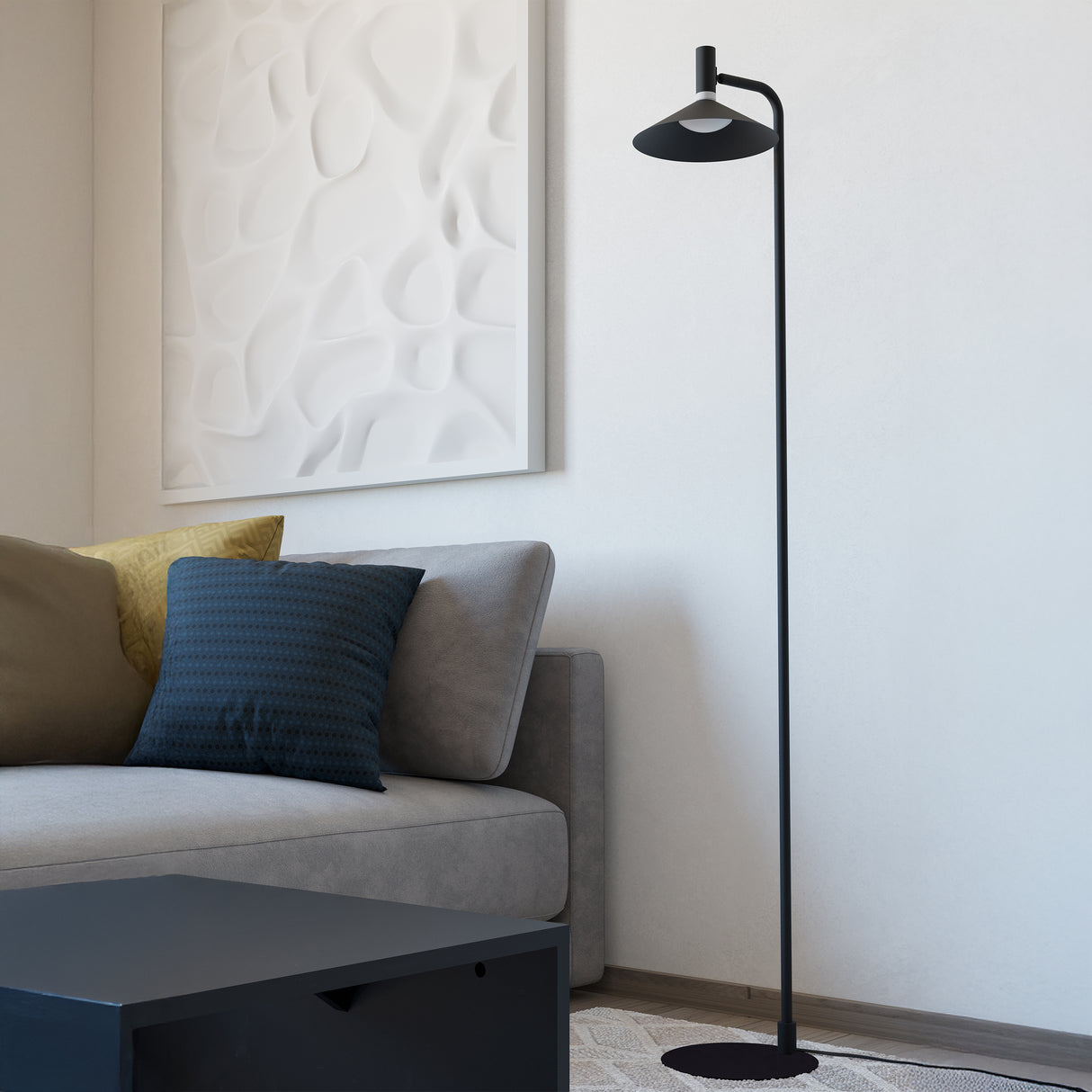 Eglo EU Conomavilla-Z Black Steel Conical Shades Modern Smart Control Floor Lamp