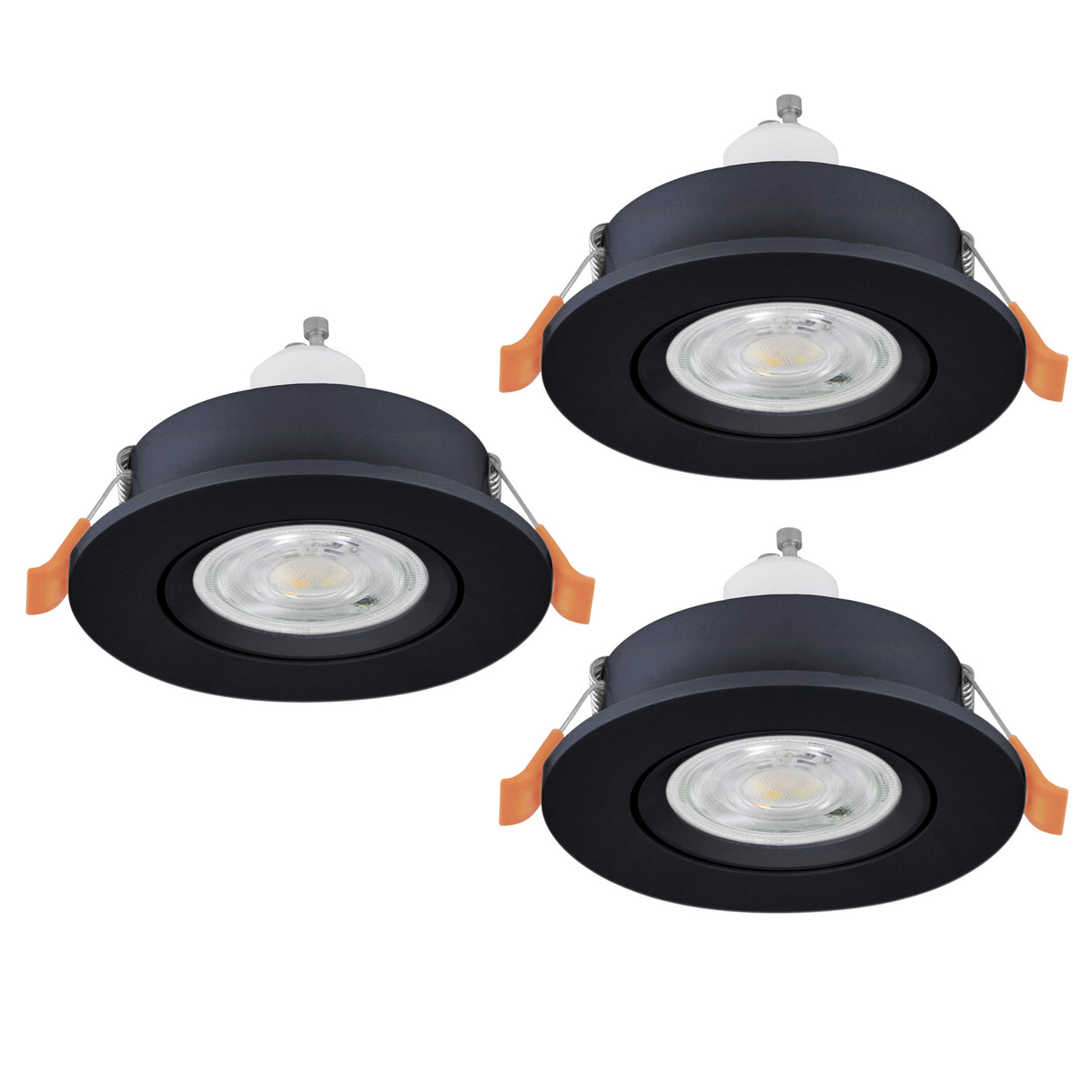 Eglo EU Barranco GU10 Black Round Set of 3 Recessed Light, IP20, 9cm, 3000K
