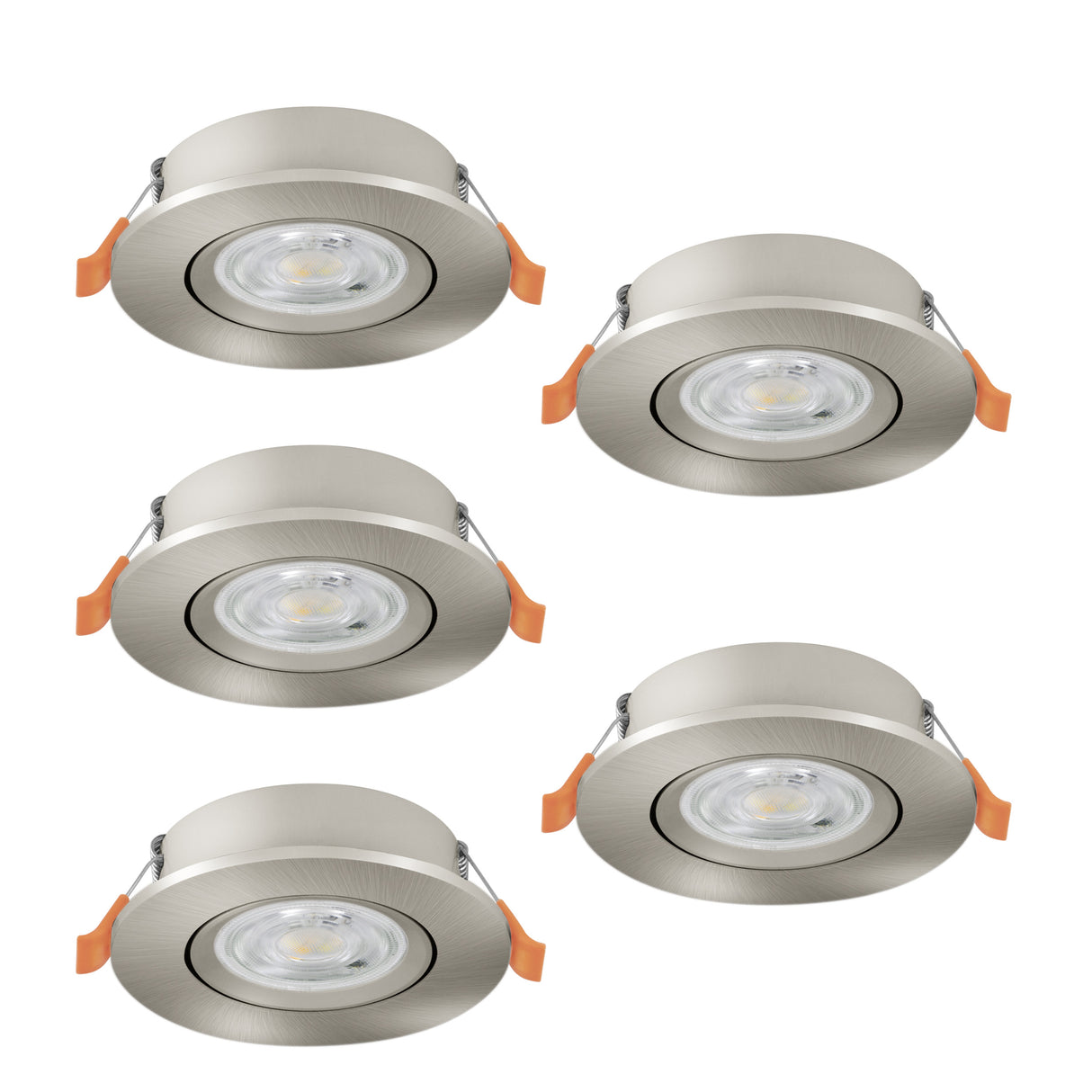 Eglo EU Barranco LED Satin Nickel Round Set of 5 Recessed Light, IP20, 9cm, Tricolour