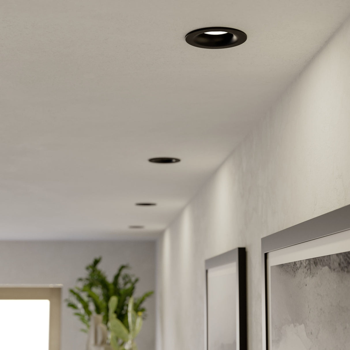 Eglo EU Salabate Black Aluminium LED Round Recessed Light, IP65, Tricolour