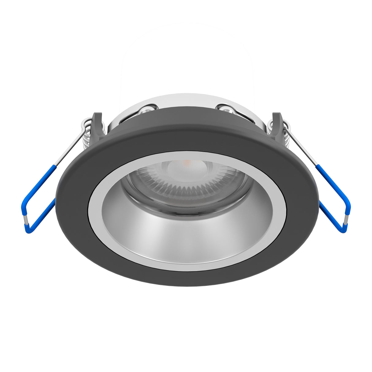 Eglo EU YEBRA?Z Smart Recessed LED Light – Black & Silver, RGB+CCT, Dimmable, App Controlled Indoor Downlight