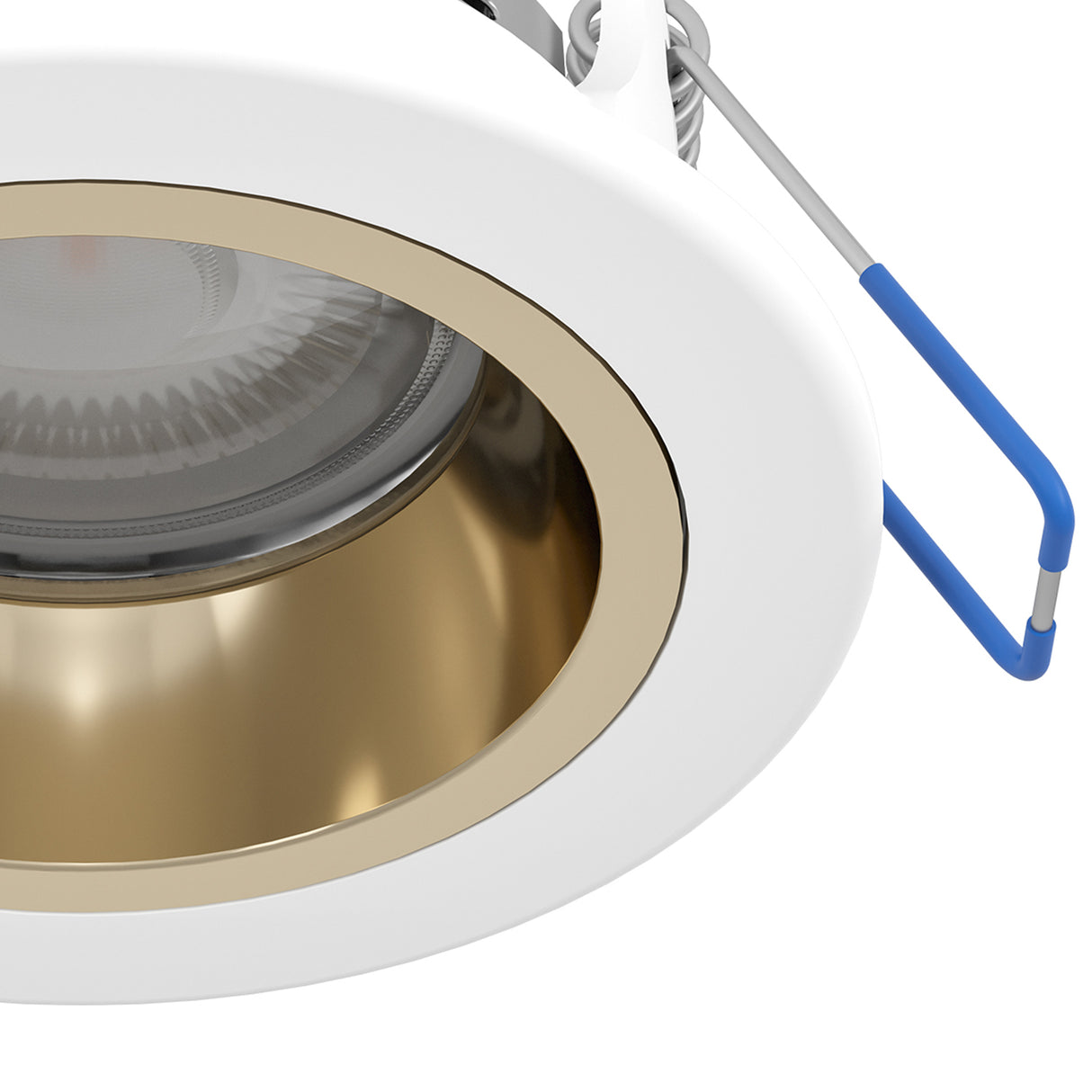 Eglo EU YEBRA?Z Smart Recessed LED Light – White & Gold, RGB+CCT, Dimmable, App Controlled Indoor Downlight