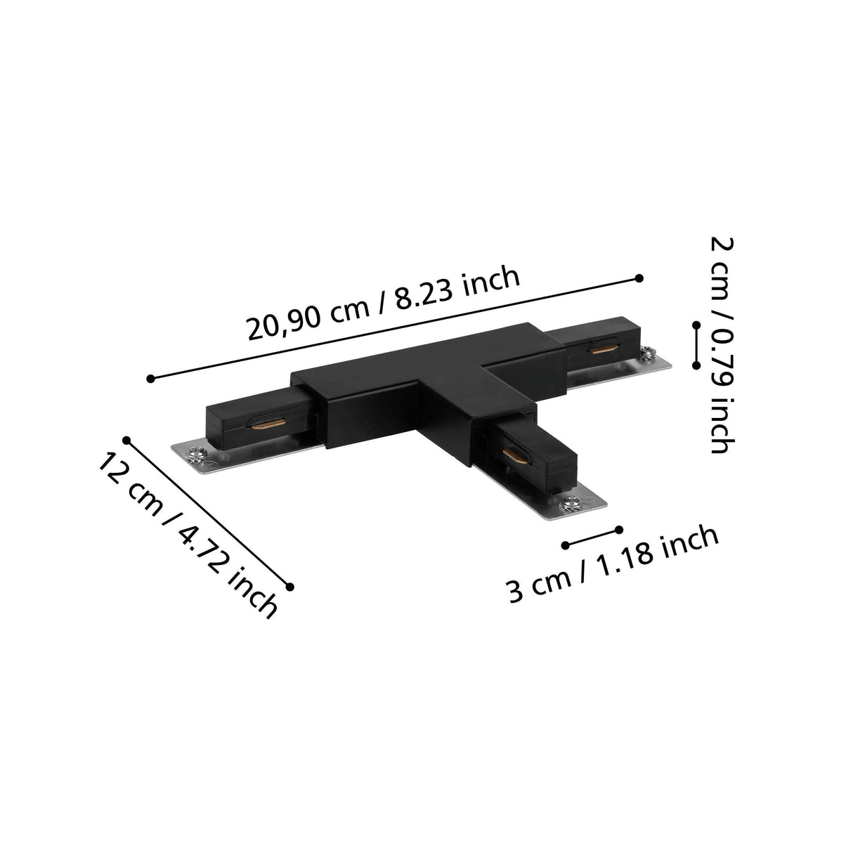 Eglo EU EASYT T?Connector – Black Plastic, Track Lighting Component, Indoor Use