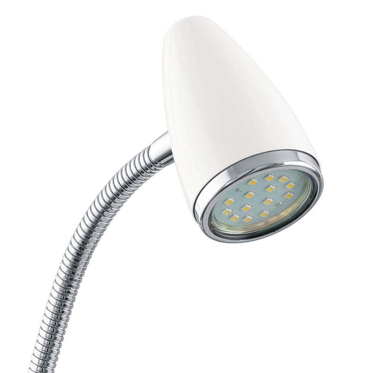 Eglo EU Riccio 1 LED Clamp Table Light White & Chrome Adjustable Spotlight with GU10 Warm White 3000K