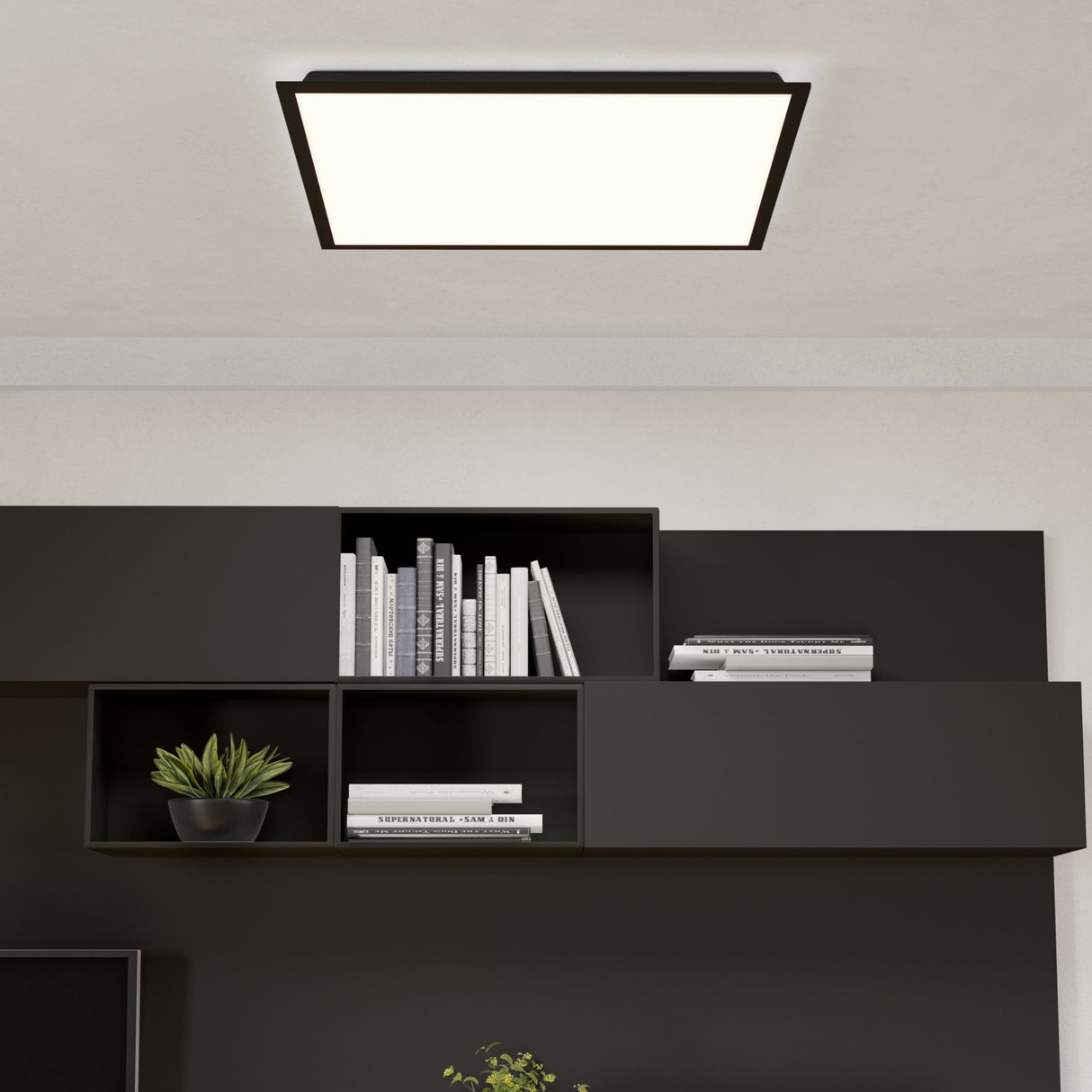 Eglo EU Moradillo Black Steel LED Ceiling Light, 59.5cm, Tricolour