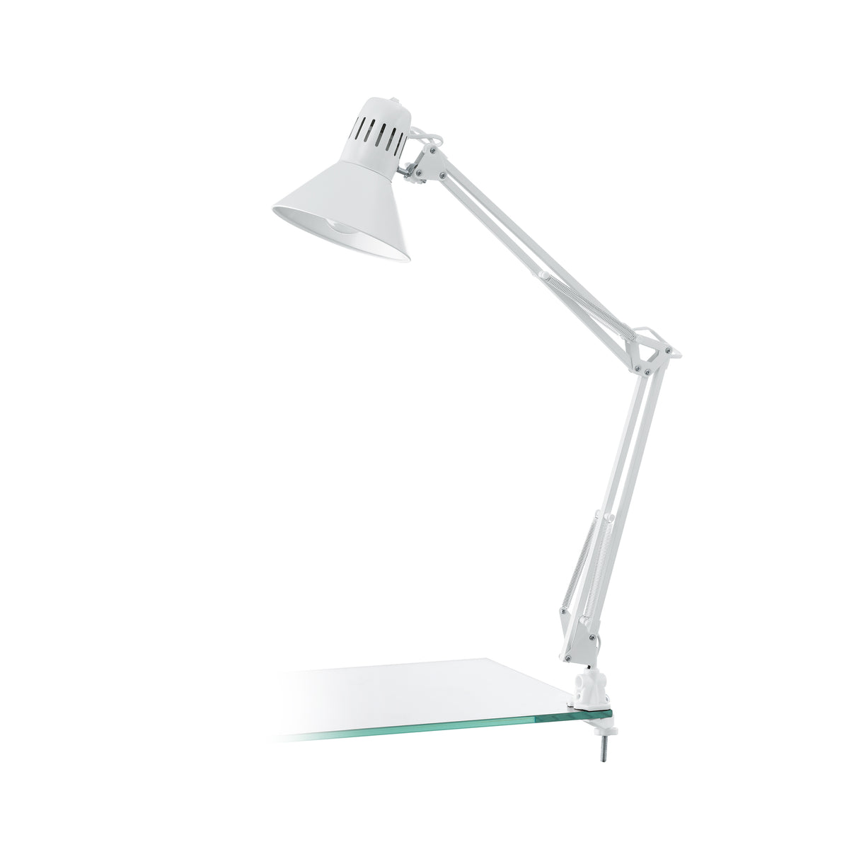 Eglo EU FIRMO Table Lamp – Adjustable Desk Light, Shiny White, E27, Rocker Switch, Office Lighting