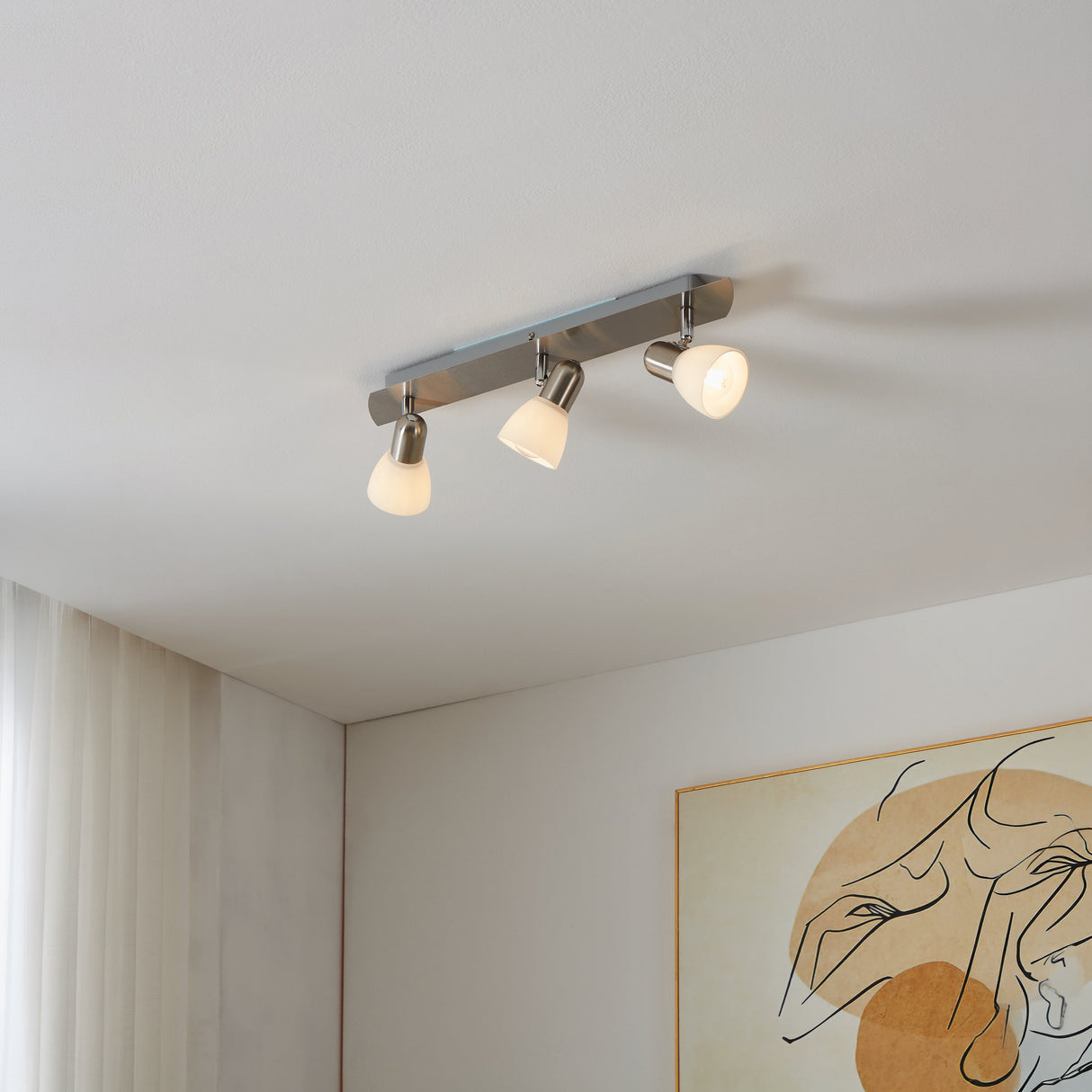 Eglo EU ENEA Twin Spot Light – Satin Nickel Finish, E14 Fittings, Adjustable Indoor Ceiling Spot, 500mm