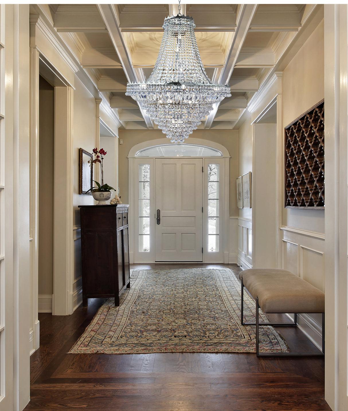 Searchlight Electric Versailles 19Lt Chandelier - Chrome Metal & Crystal 9112-102CC