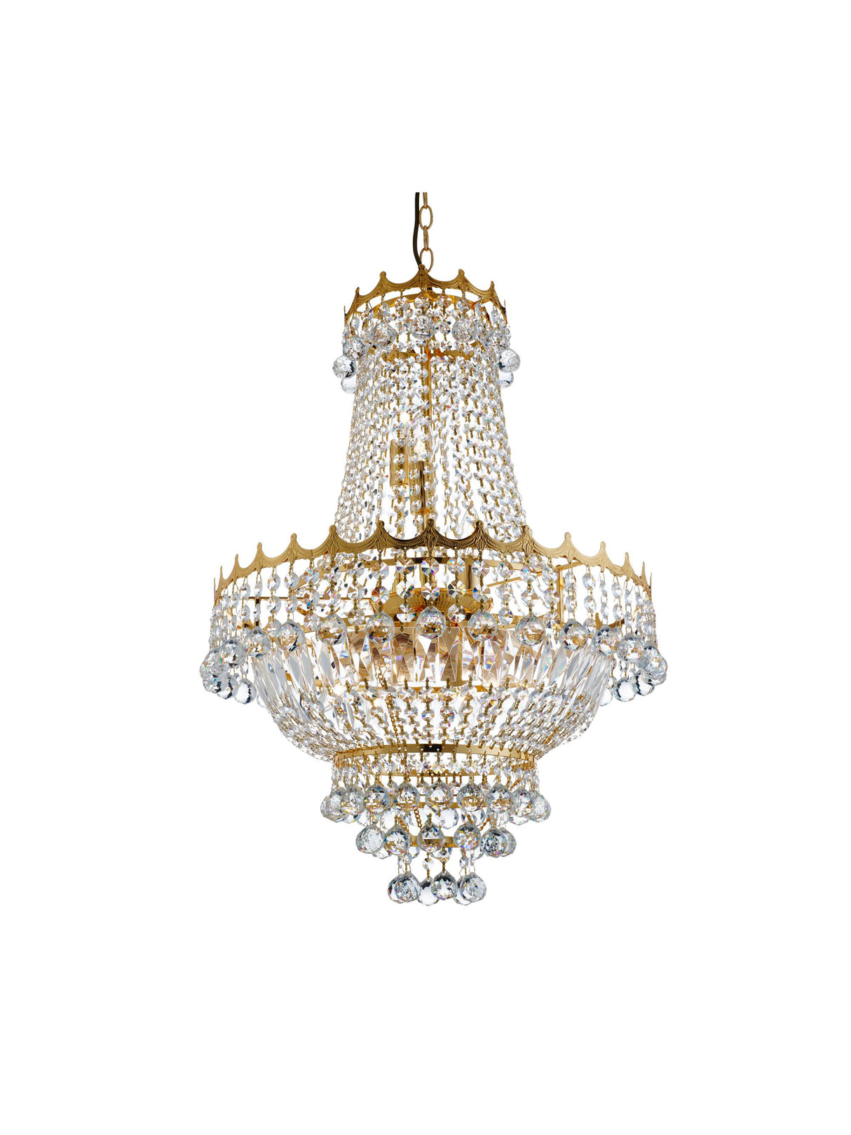 Searchlight Electric Versailles 9Lt Chandelier - Gold Metal & Crystal 9112-52GO