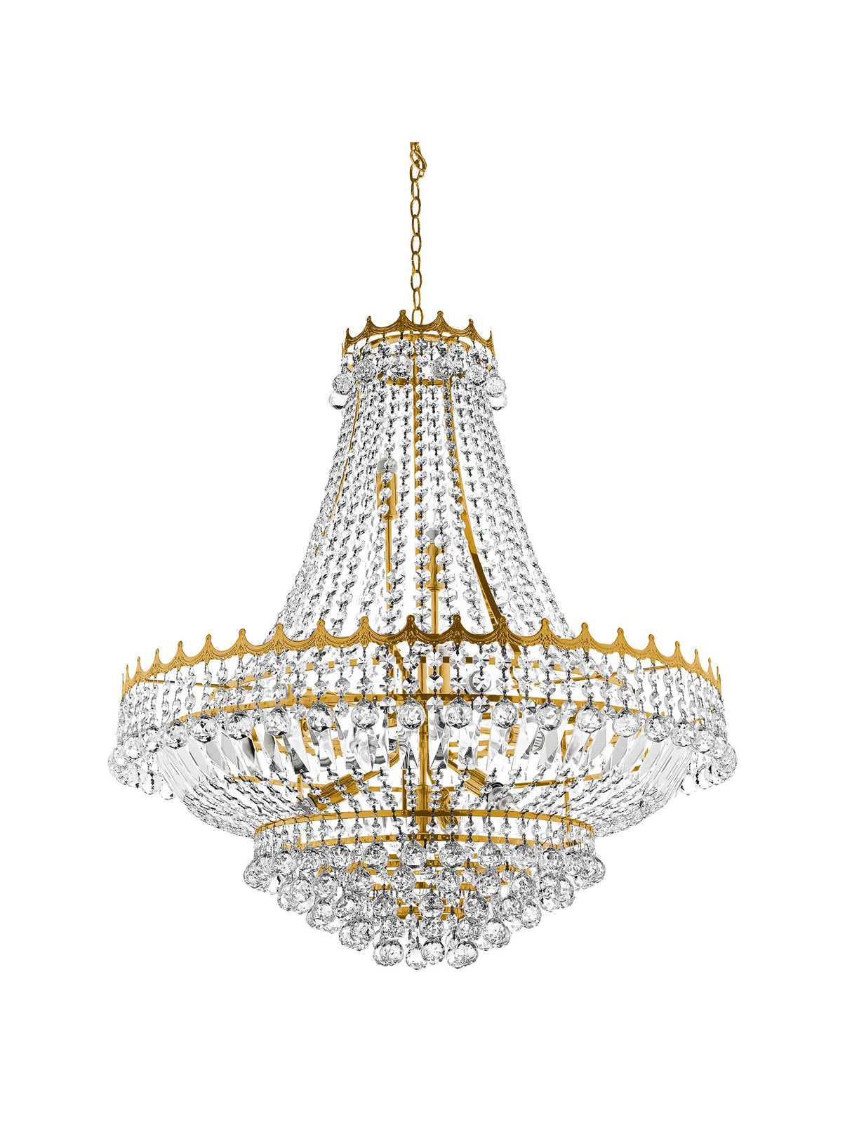 Searchlight Electric Versailles 13Lt Chandelier - Gold Metal & Crystal 9112-82GO