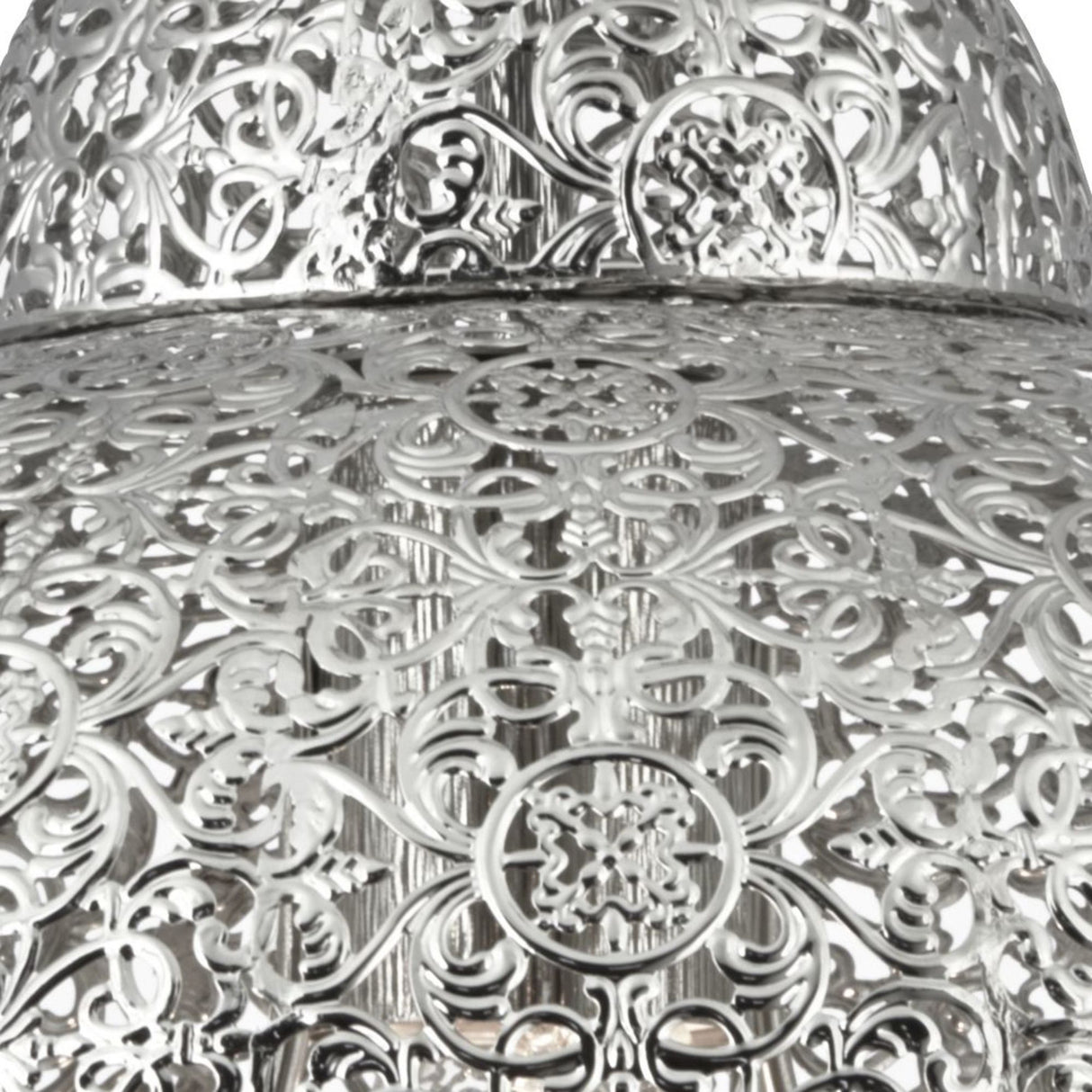 Searchlight Electric Fretwork Pendant - Laser Cut Nickel Metal 9221-1SS