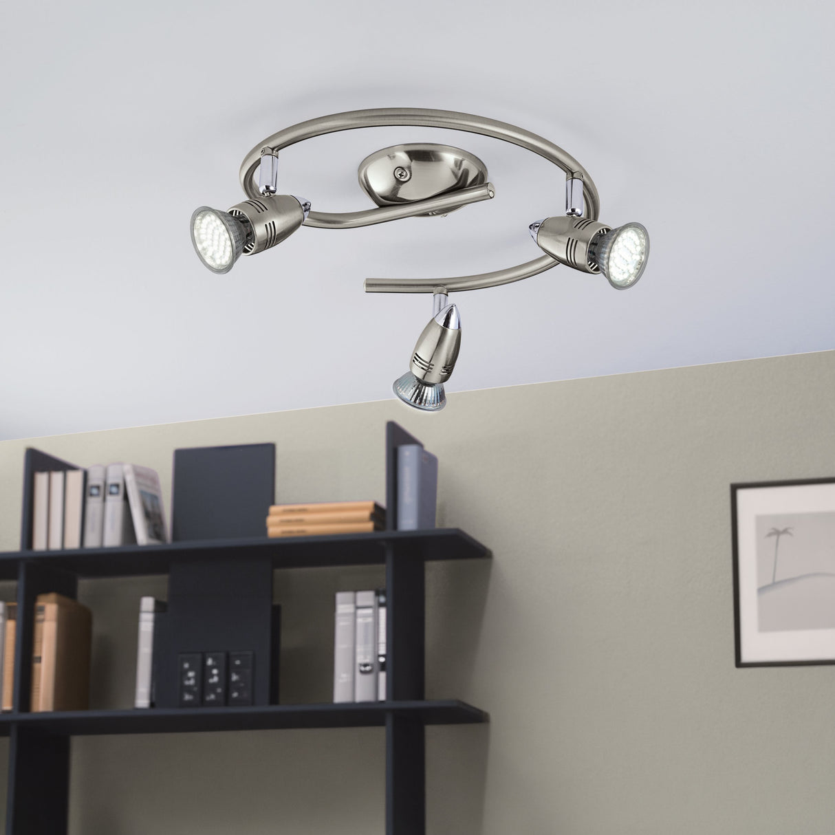 Eglo EU Magnum-LED Satin Nickel & Chrome Classic 3-Light Spotlight