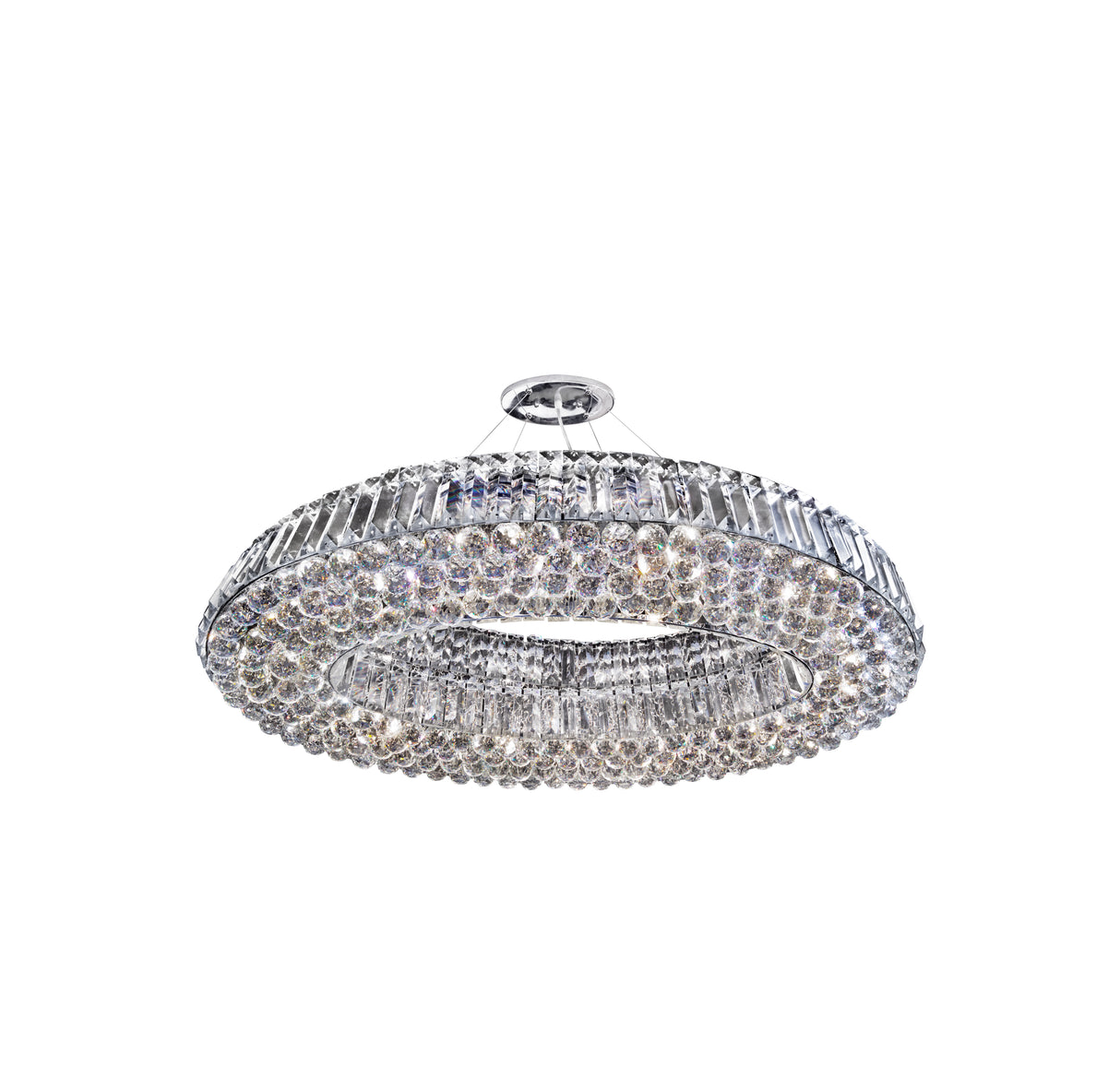 Vesuvius 10Lt Pendant - Chrome Metal & Clear Crystal