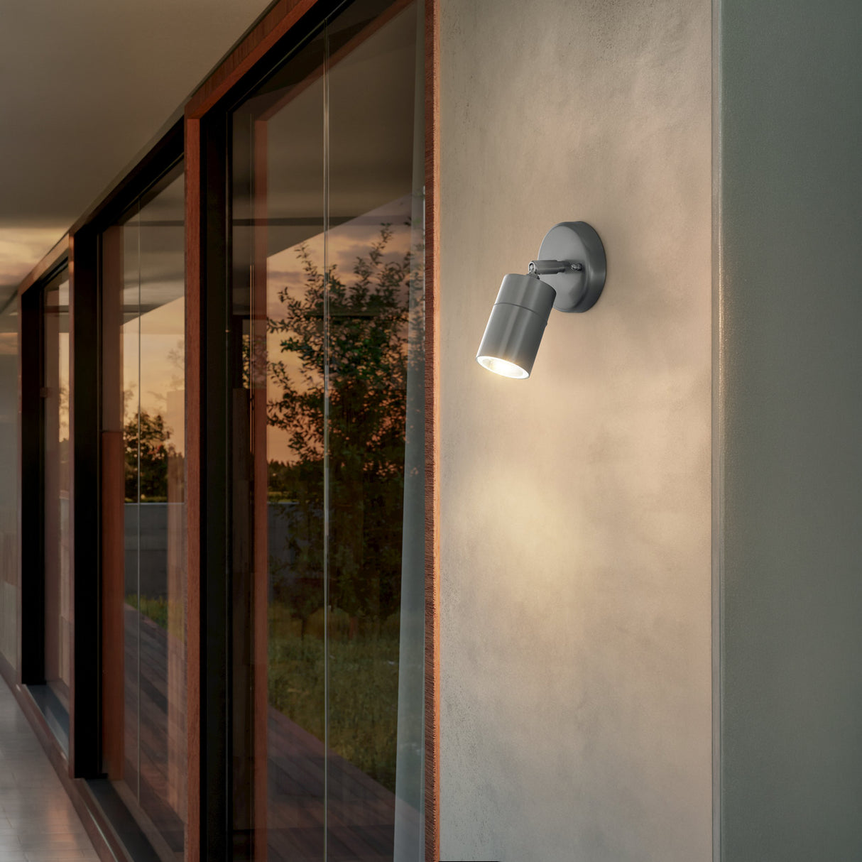 Eglo EU Stockholm 1 Stainless Steel & Glass Single Outdoor Wall Spotlight