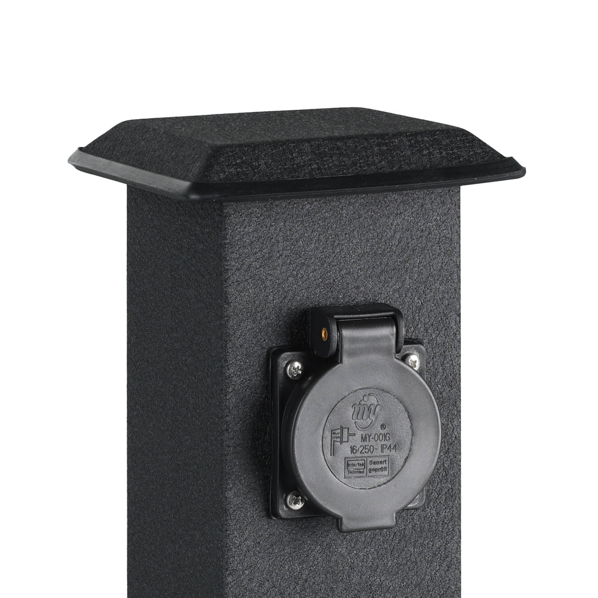 Eglo EU Park 4 Outdoor Plug Socket Post Black Steel Weather?Resistant Power Column, IP44 (400mm)