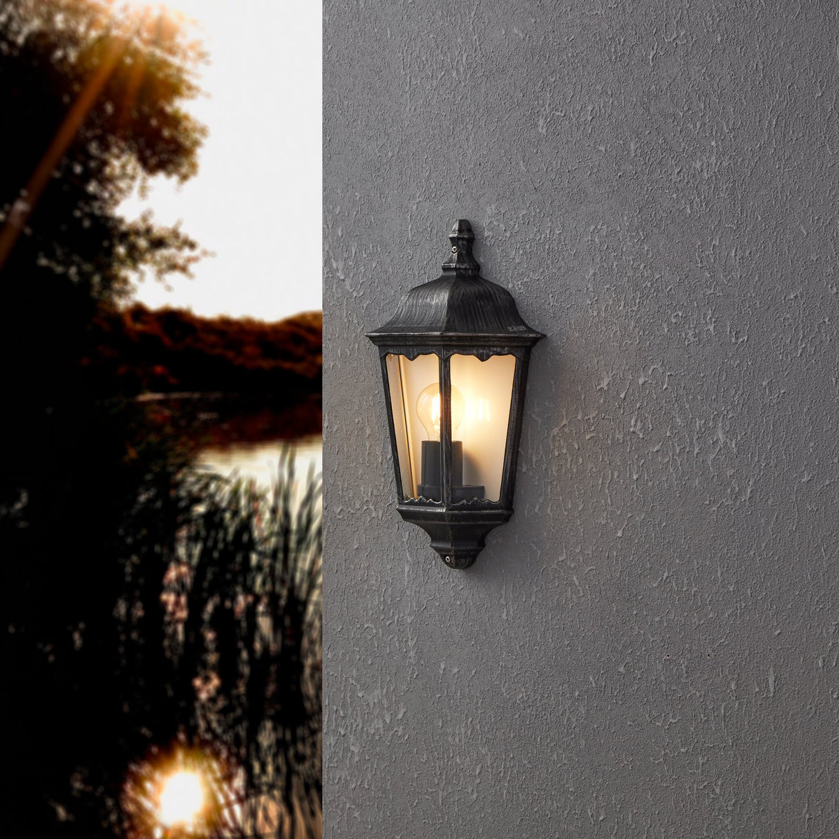 Eglo EU NAVEDO Outdoor Wall Light – Black Lantern?Style Wall Lamp, E27, IP44
