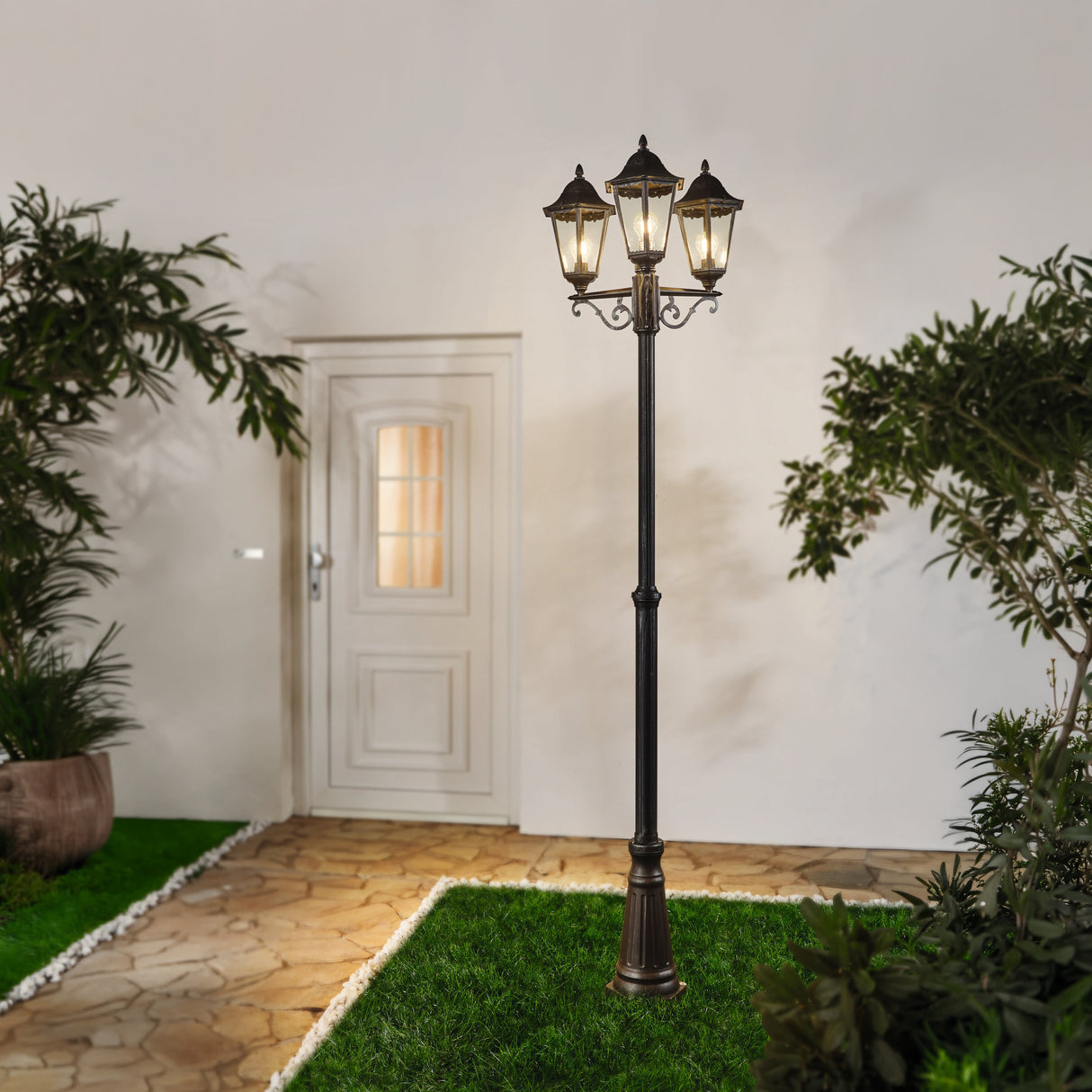 Eglo EU NAVEDO Outdoor Floor Lamp – Black Lantern?Style Garden Light, E27, IP44